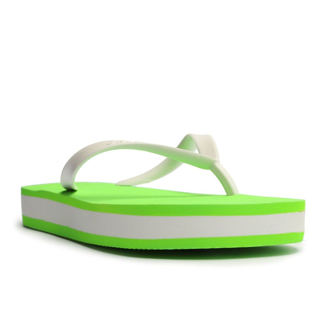 Chinelo Verde Neon e Branco Plataforma Brizza Arezzo Meia Sola